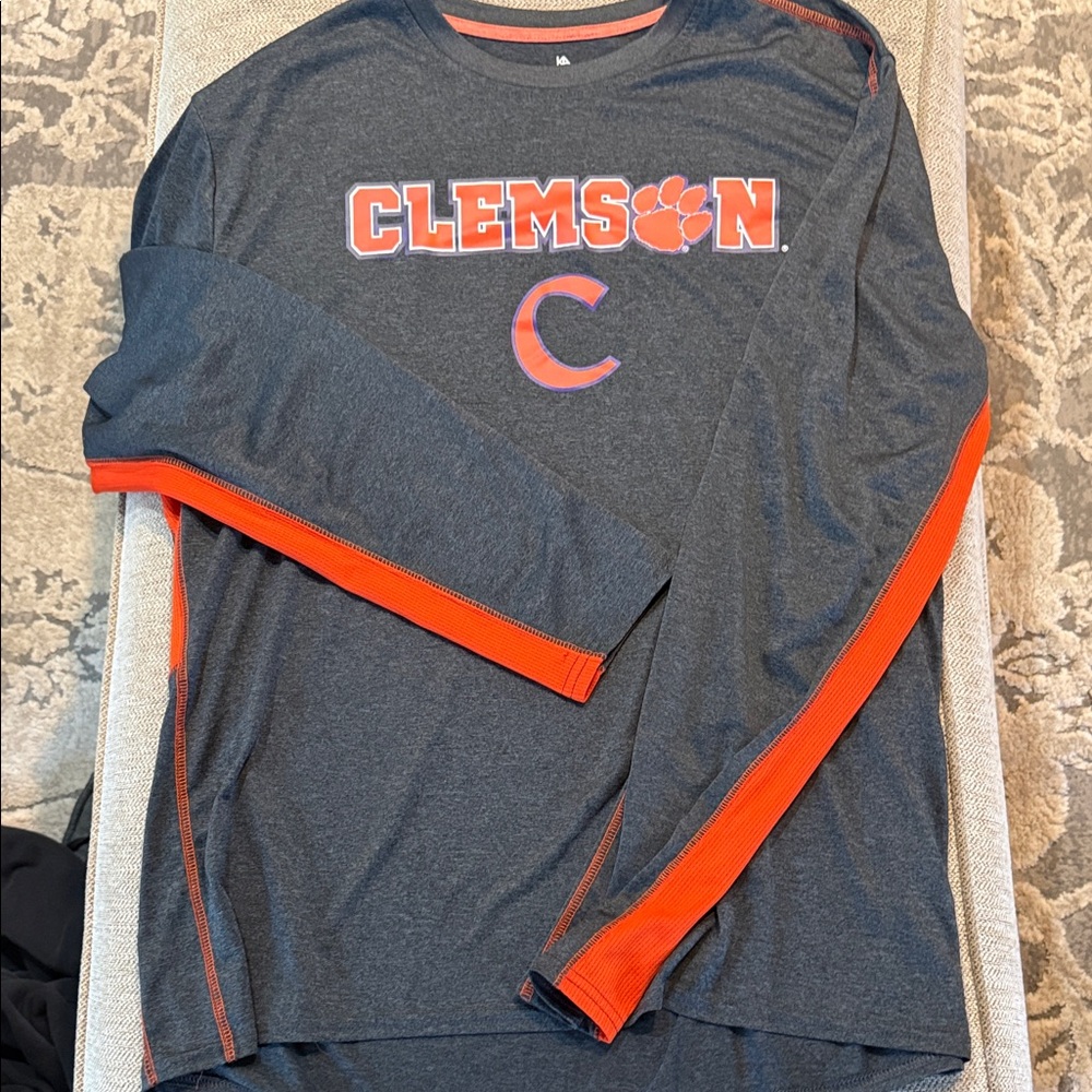 Knights Apparel Clemson Gray and Orange Long Sleeve Tee